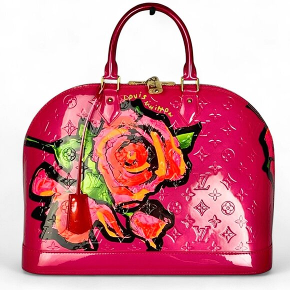 LOUIS VUITTON Stephen Sprouse Roses Alma GM Sunset Pink Vernis Monogram Bag Tote - Picture 1 of 16